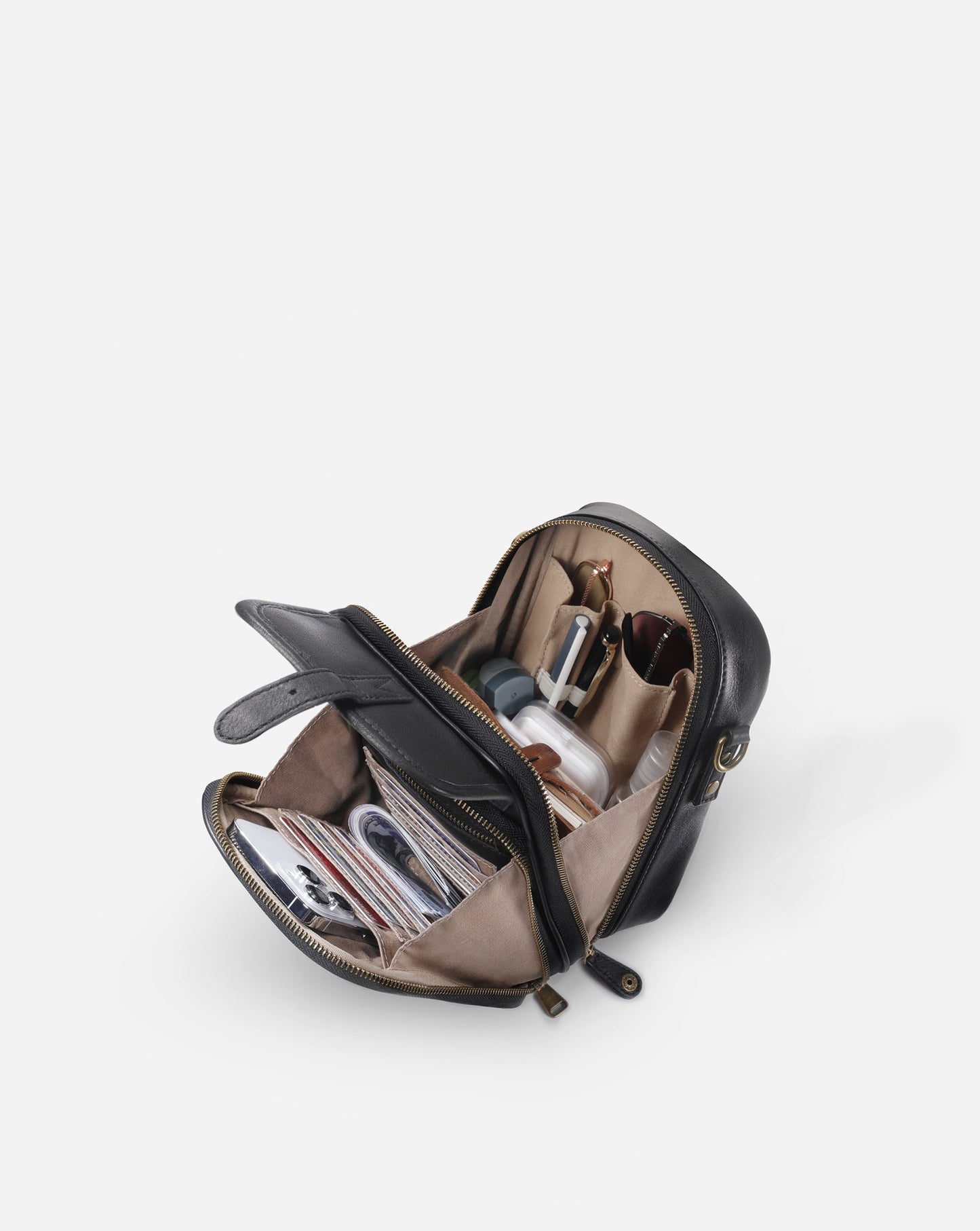 Modiva I Premium Vollleder Umhängetasche mit integriertem Portemonnaie