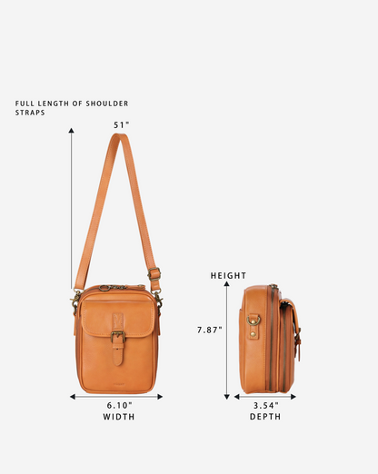 Modiva I Premium Vollleder Umhängetasche mit integriertem Portemonnaie