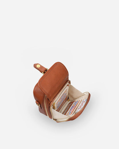 Modiva I Premium Vollleder Umhängetasche mit integriertem Portemonnaie