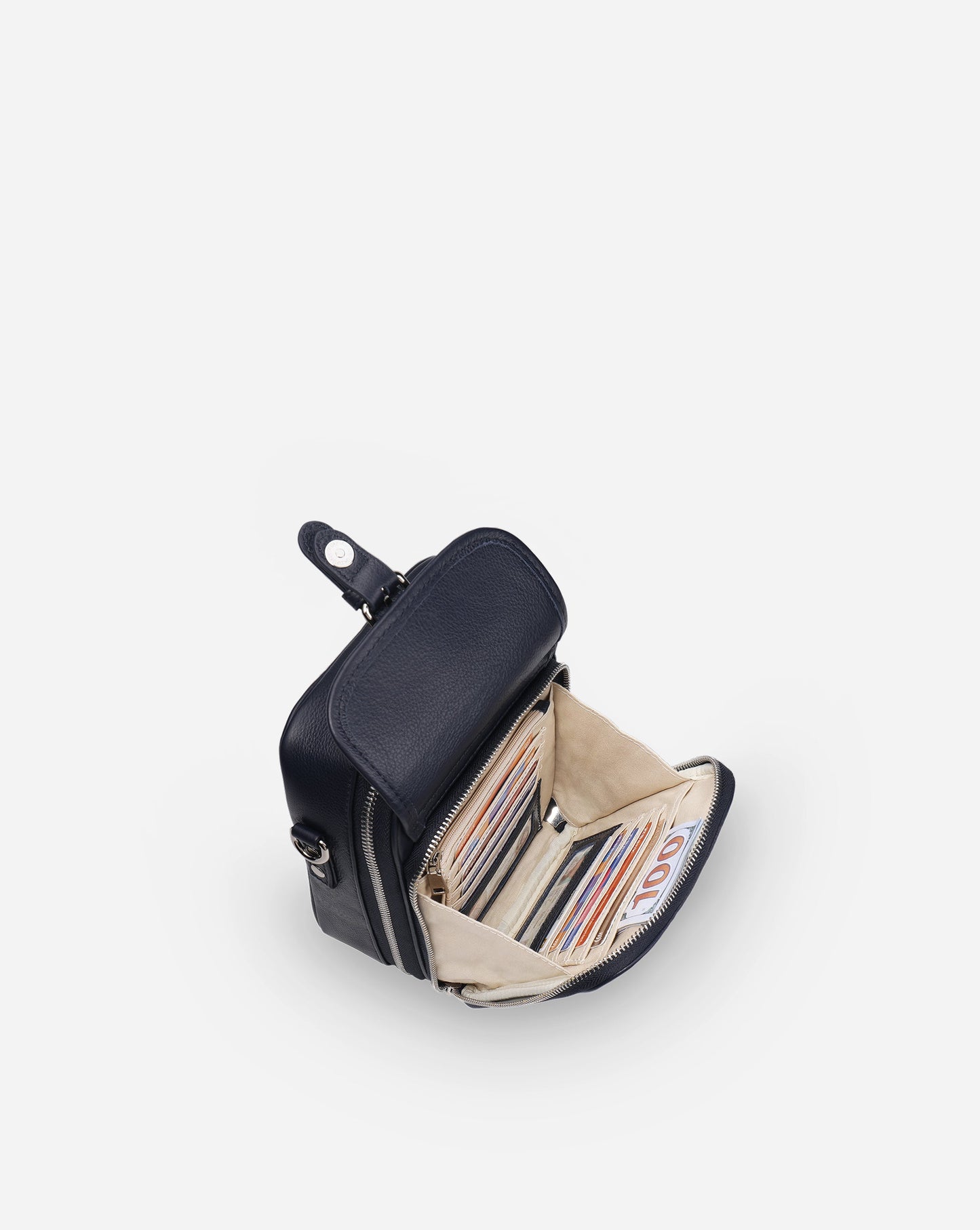 Modiva I Premium Vollleder Umhängetasche mit integriertem Portemonnaie