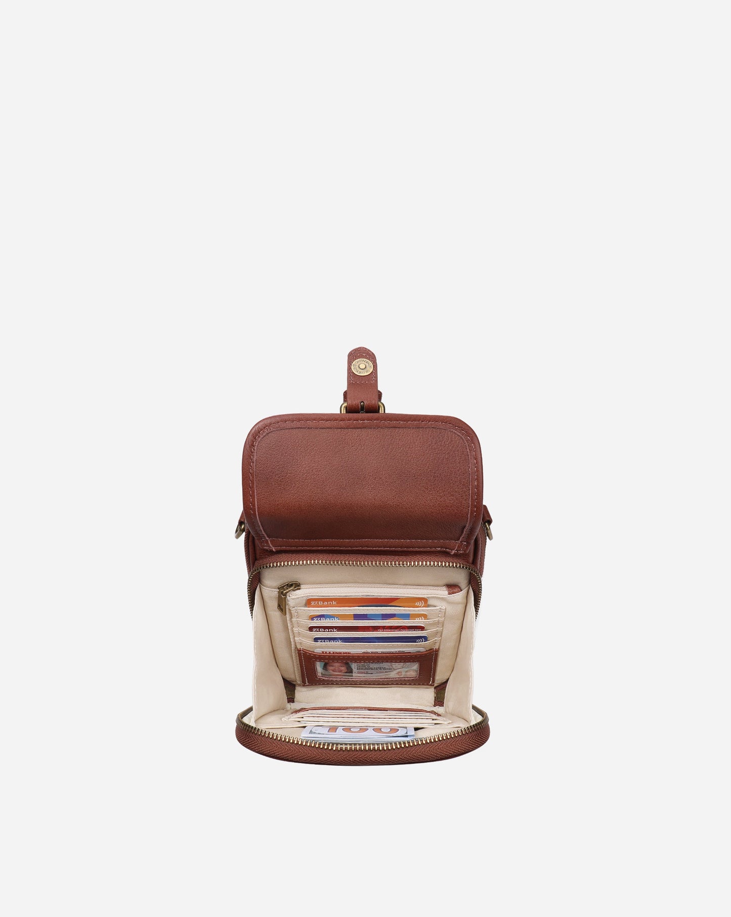 Modiva I Premium Vollleder Umhängetasche mit integriertem Portemonnaie