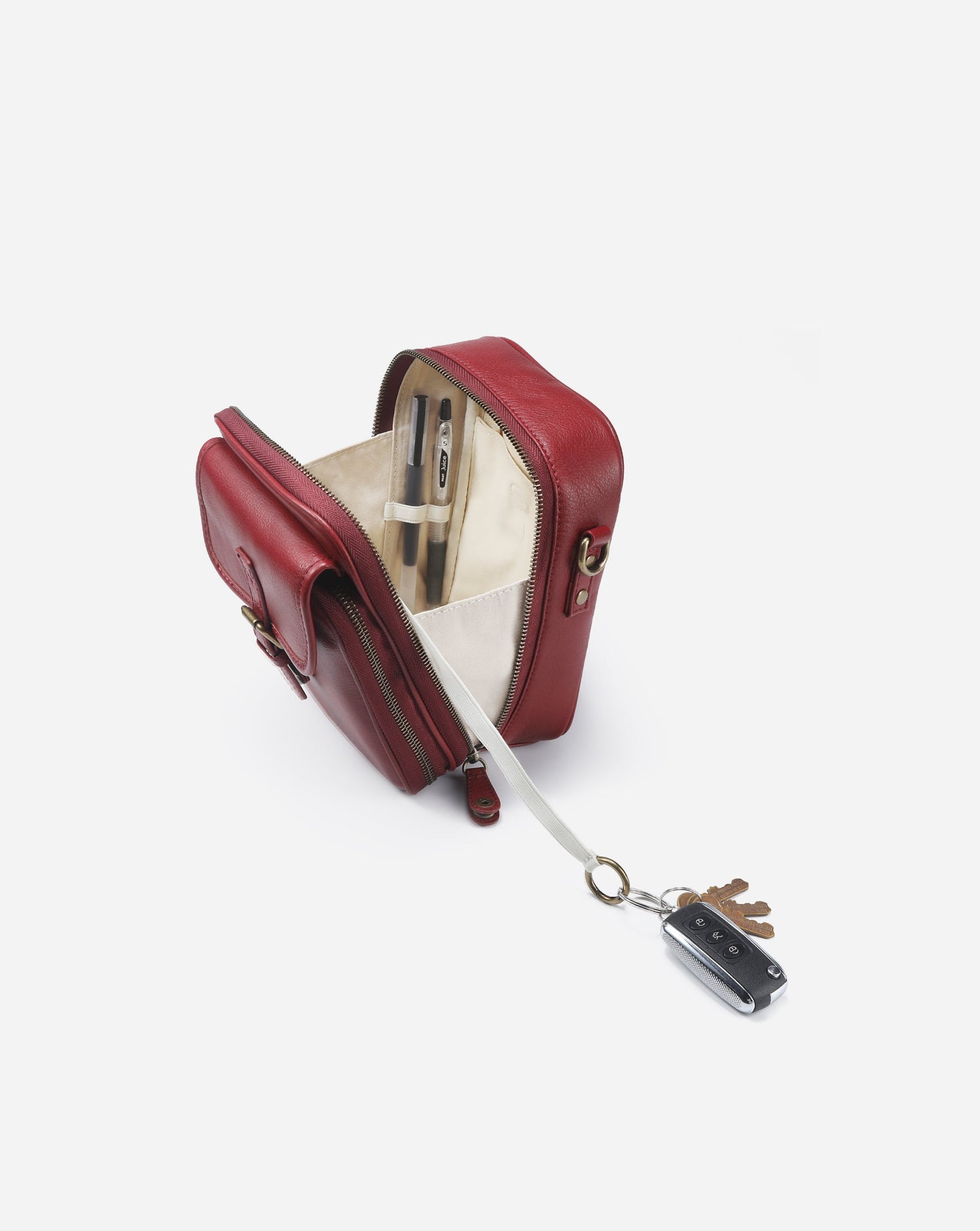 Modiva I Premium Vollleder Umhängetasche mit integriertem Portemonnaie