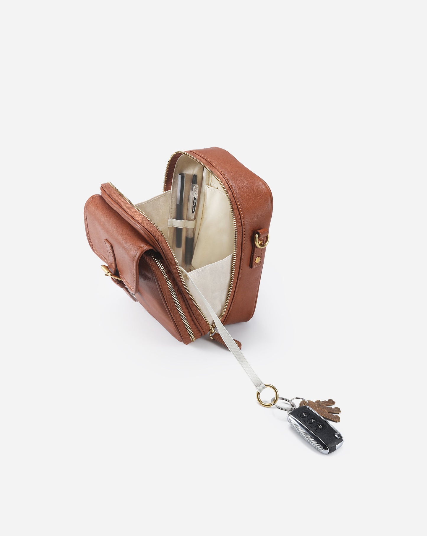 Modiva I Premium Vollleder Umhängetasche mit integriertem Portemonnaie